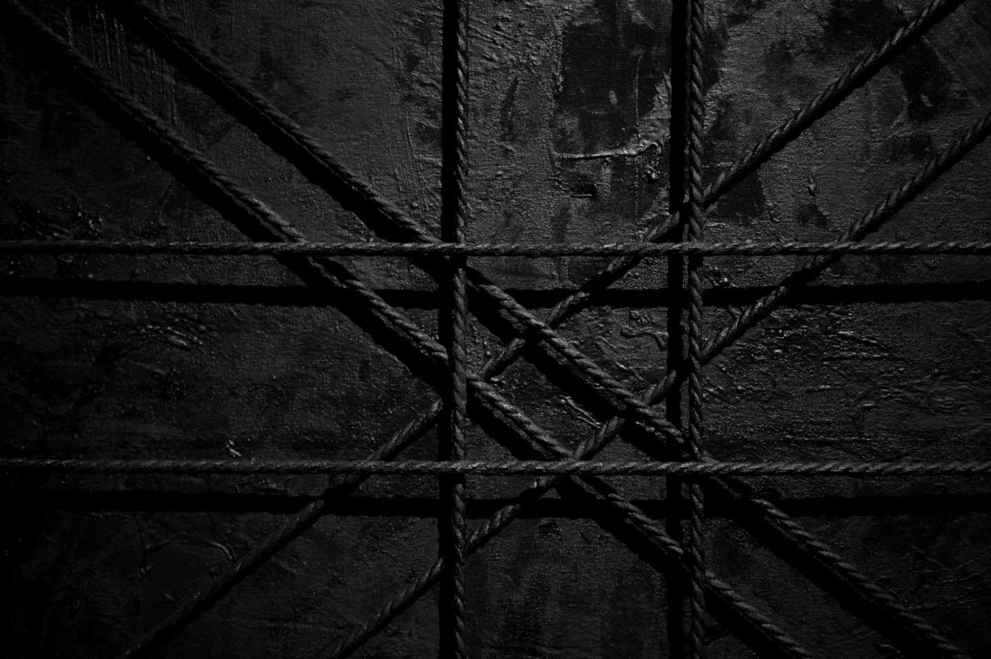 Black Union Jack (2025), Rope on canvas, 150 x 120 cm detail 2